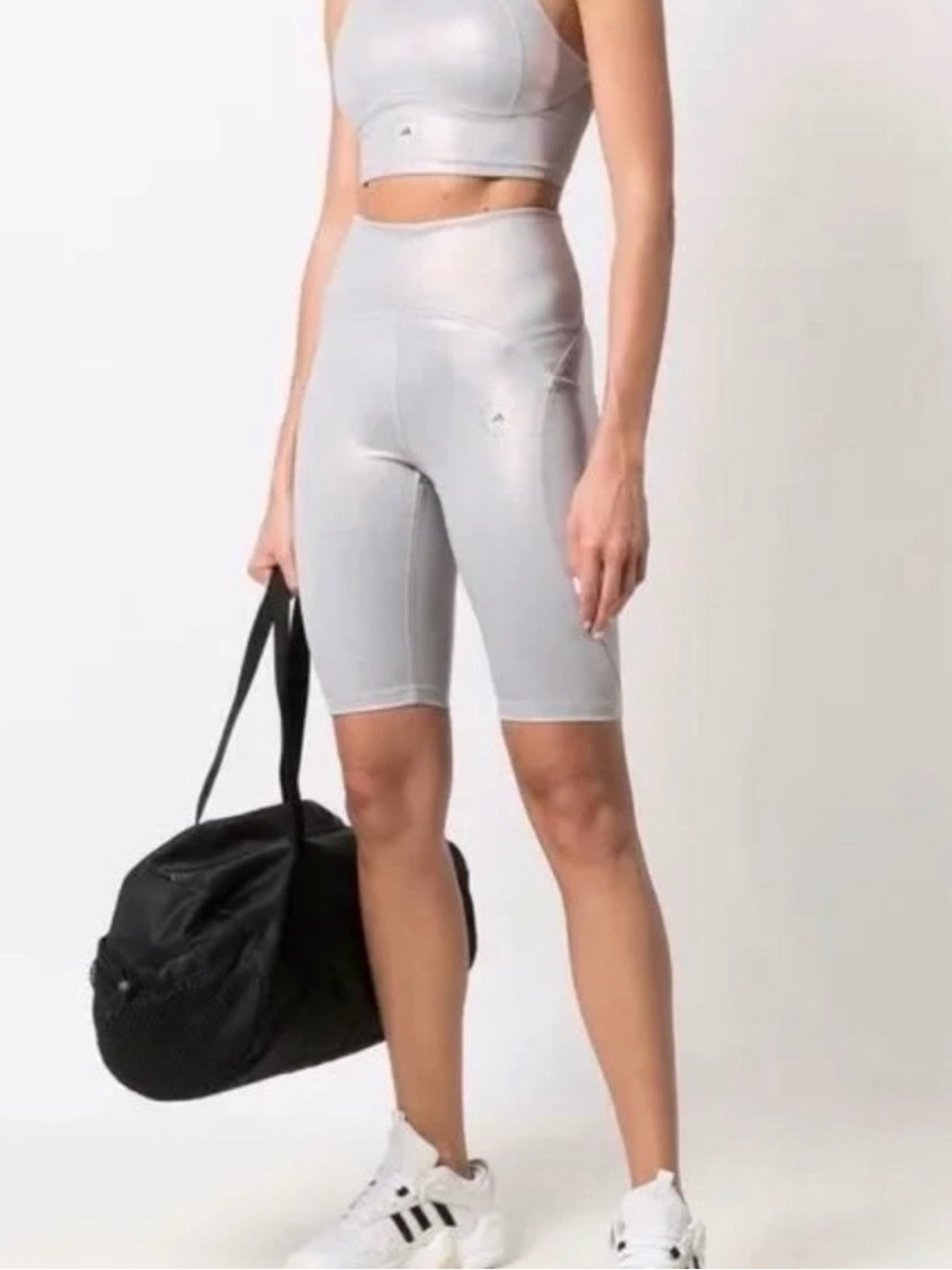 Adidas by Stella McCartney Light Gray High-Rise Athletic Biker Shorts